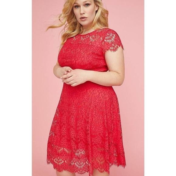 LANE Bryant BarbieCore Back Cutout Lace Fit & Flare Party Cocktail Dress Plus 22 - Picture 2 of 14